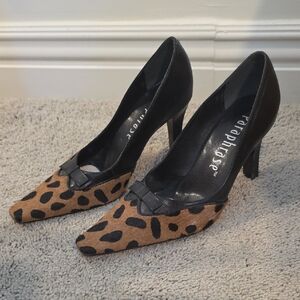 Paraphrase Black and Leopard Print Heels